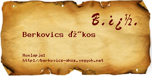 Berkovics Ákos névjegykártya