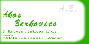 akos berkovics business card